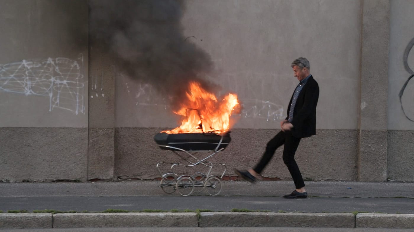 Still from <em>Maurizio Cattelan: Be Right Back</em> (all images courtesy Maurizio Cattelan Archive)