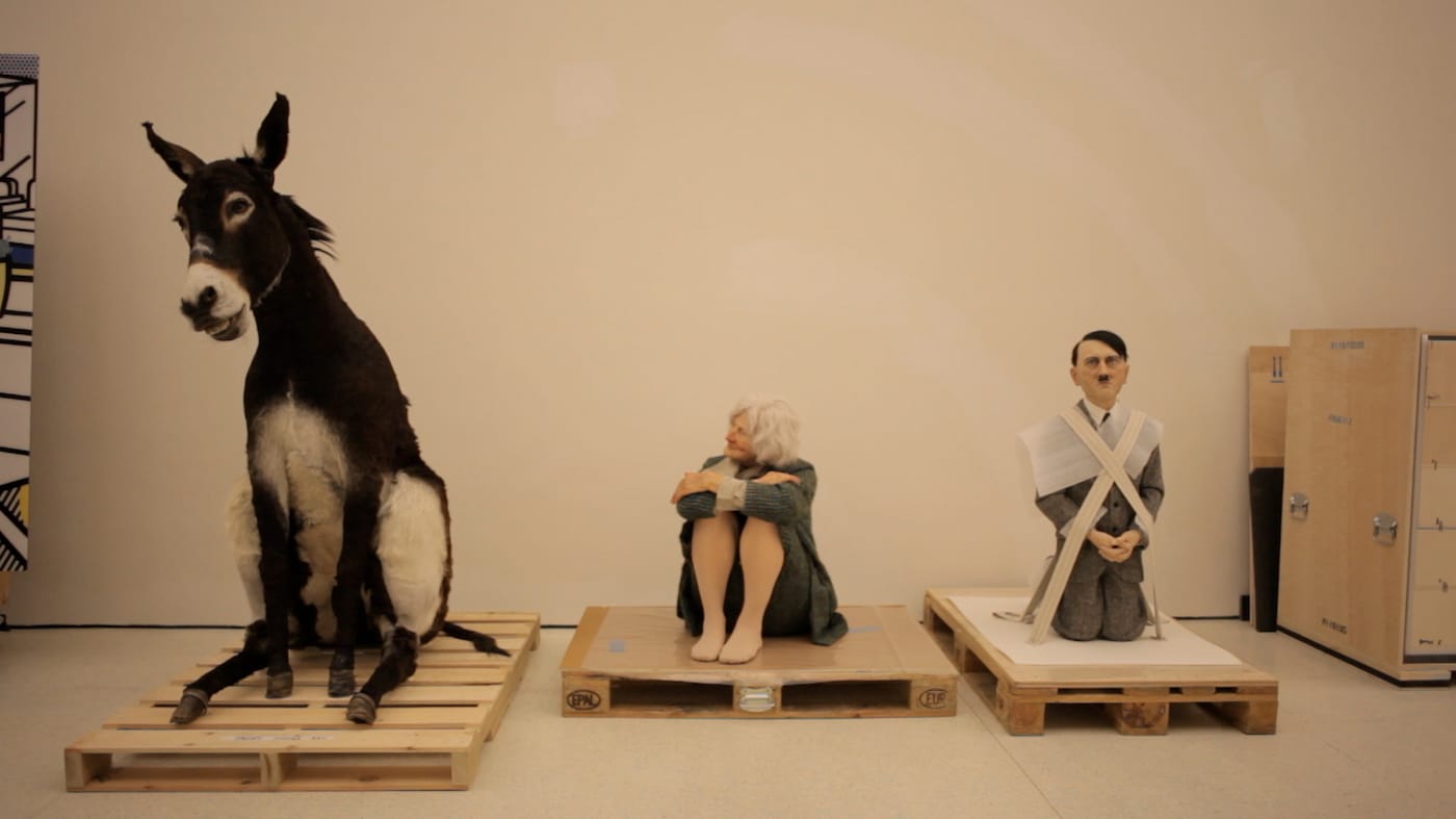 Still from <em>Maurizio Cattelan: Be Right Back</em>