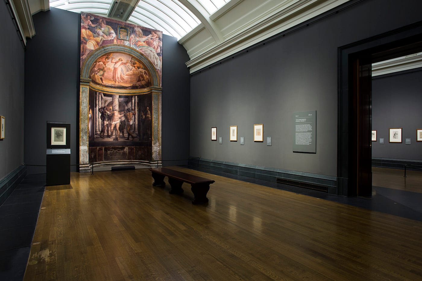 Installation view of <em>The Credit Suisse Exhibition: Michelangelo & Sebastiano</em> at the National Gallery with the reproduction of the Borgherini Chapel (photo © The National Gallery, London)