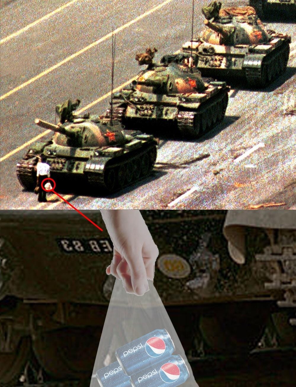 A new theory behind the "Tank Man" image (via KnowYourMeme)