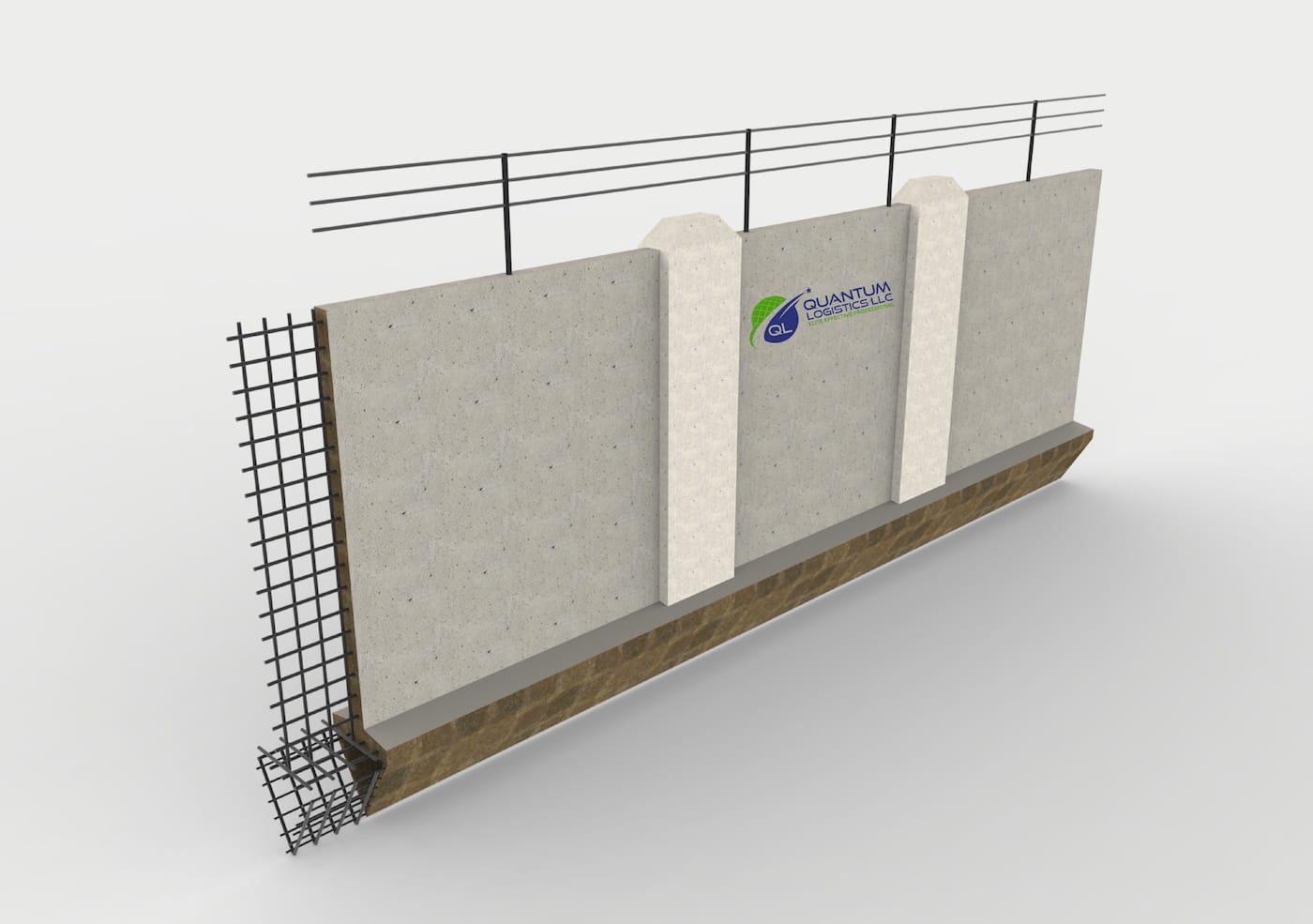 Rendering of Quantum Logistics's concrete border wall (courtesy Quantum Logistics)