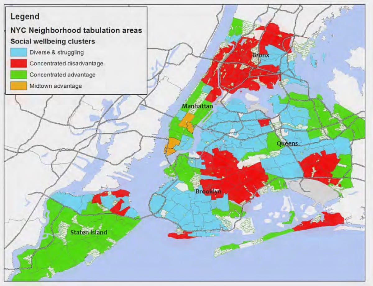 Social Wellbeing Clusters chart from "Culture and Social Wellbeing in New York City: Highlights of a Two-Year Research Project" (2017) (all graphics by and courtesy University of Pennsylvania Social Impact of the Arts Project)