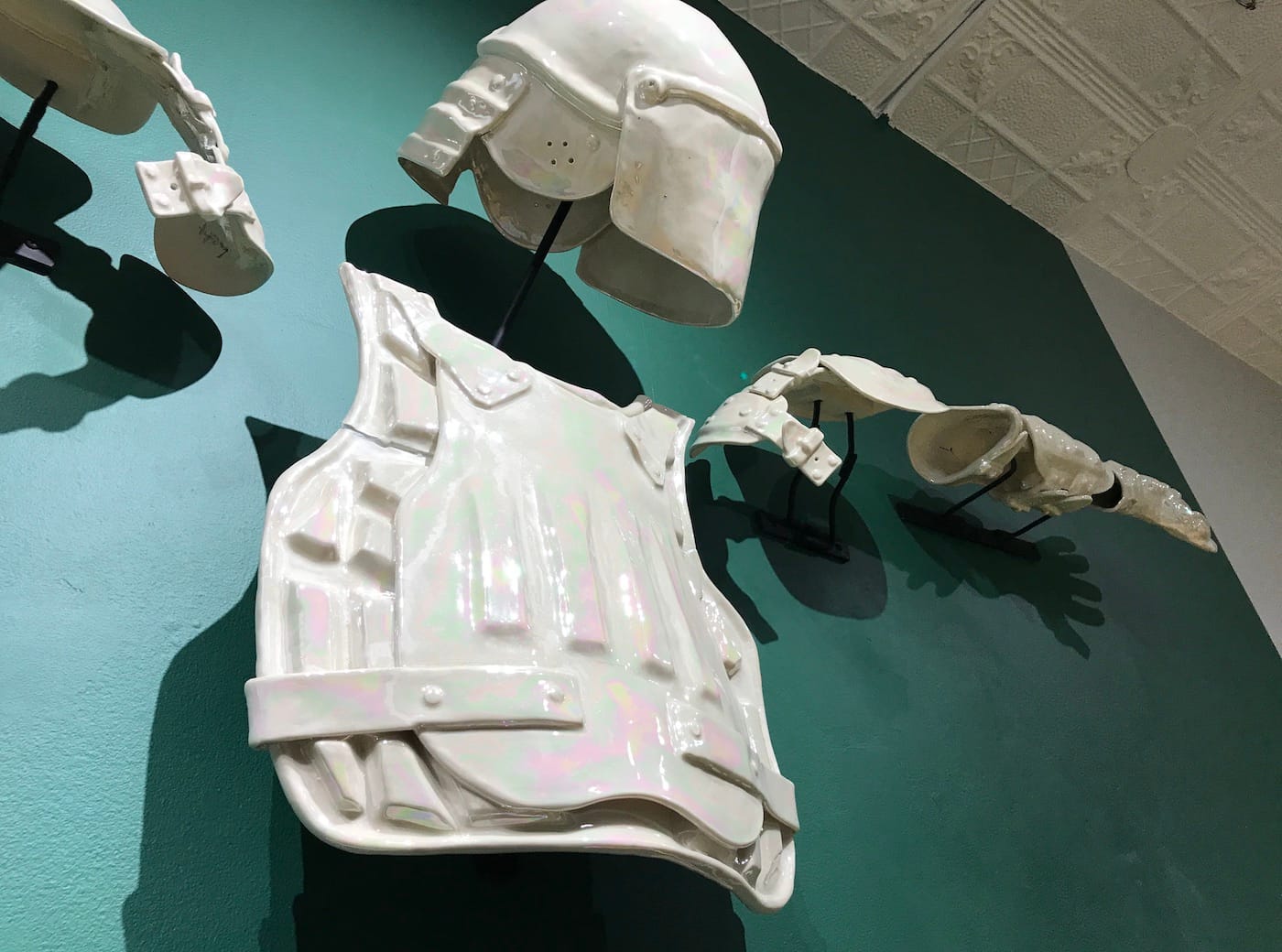 Detail of Nicholas Galanin, "God Complex" (2016), mixed materials, dimensions vary (courtesy Radiator Arts)