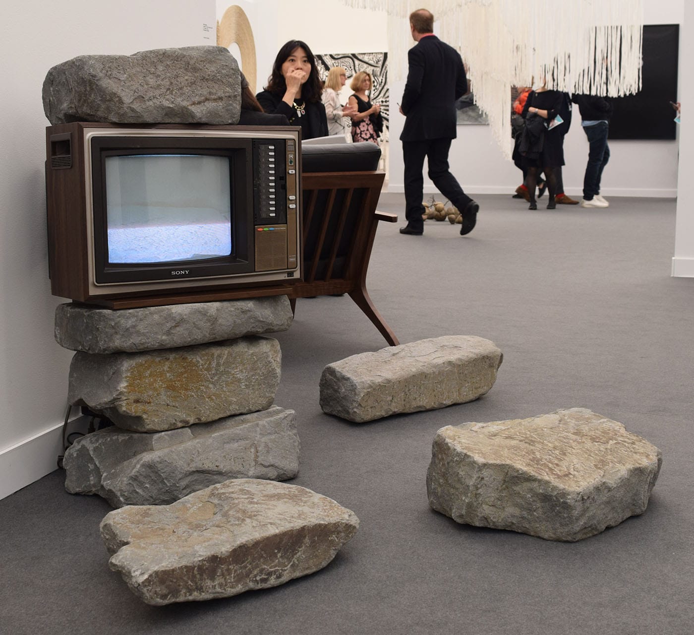 Park Hyunki, "Untitled (TV Stone Pagoda)" (1982) in the Gallery Hyundai booth