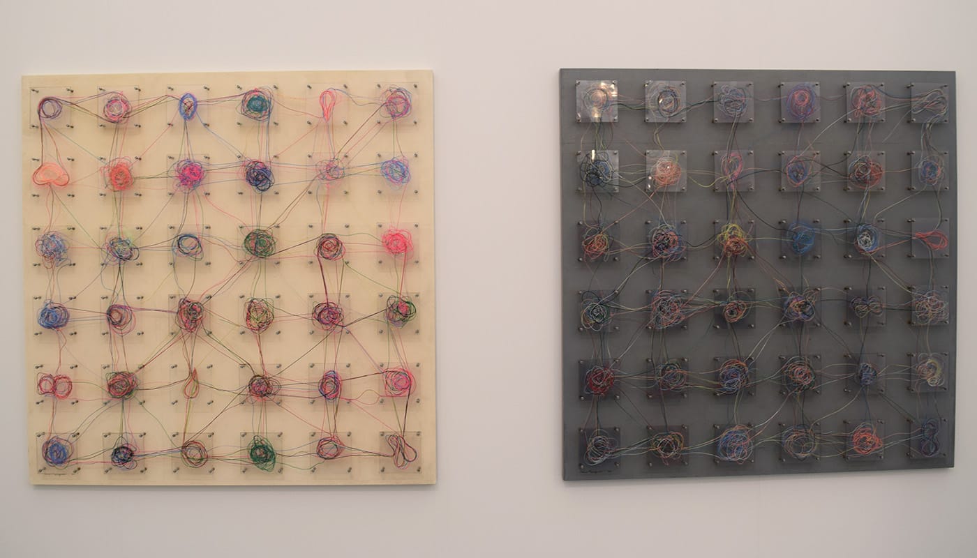 Sculptures by Tatsuo Kawaguchi in the Kayne Griffin Corcoran booth