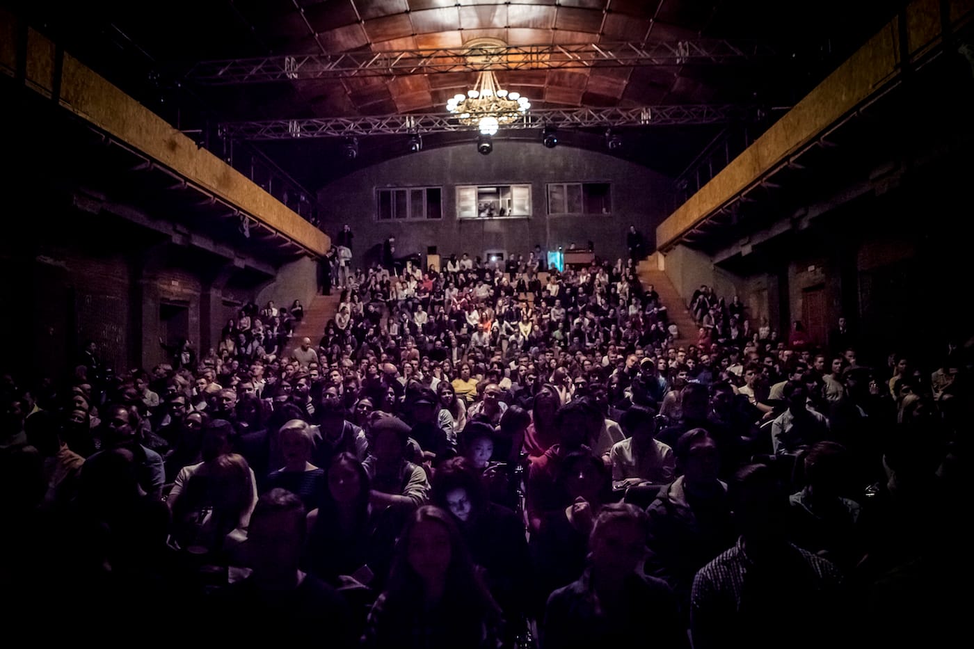 Theater-goers inside the main performance space at the Gogol Center in Moscow (courtesy the Gogol Center)