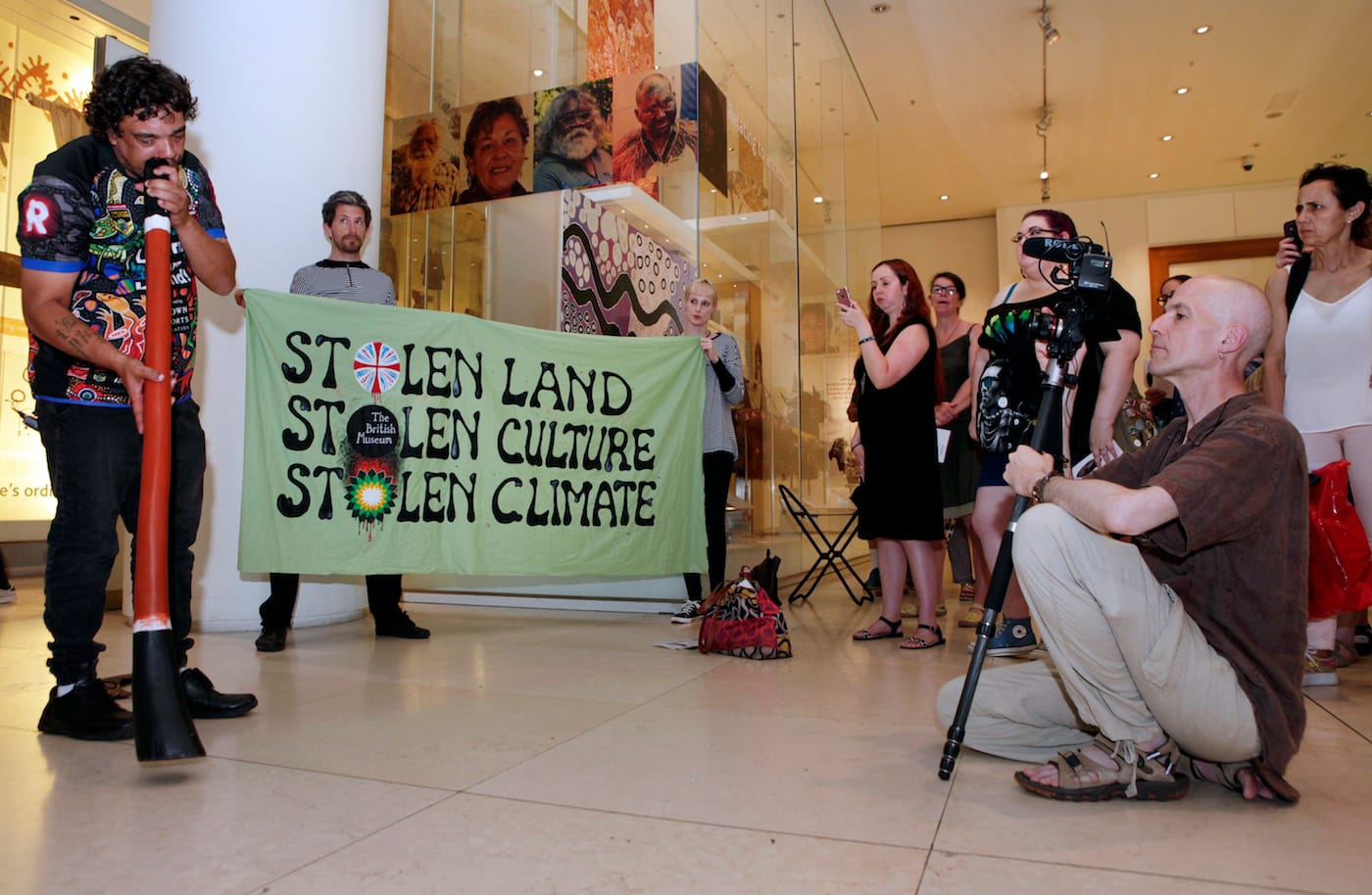 On June 18, Australian activist Rodney Kelly gave a talk inside the British Museum to protest the museum's ownership of the Gweagal shield.