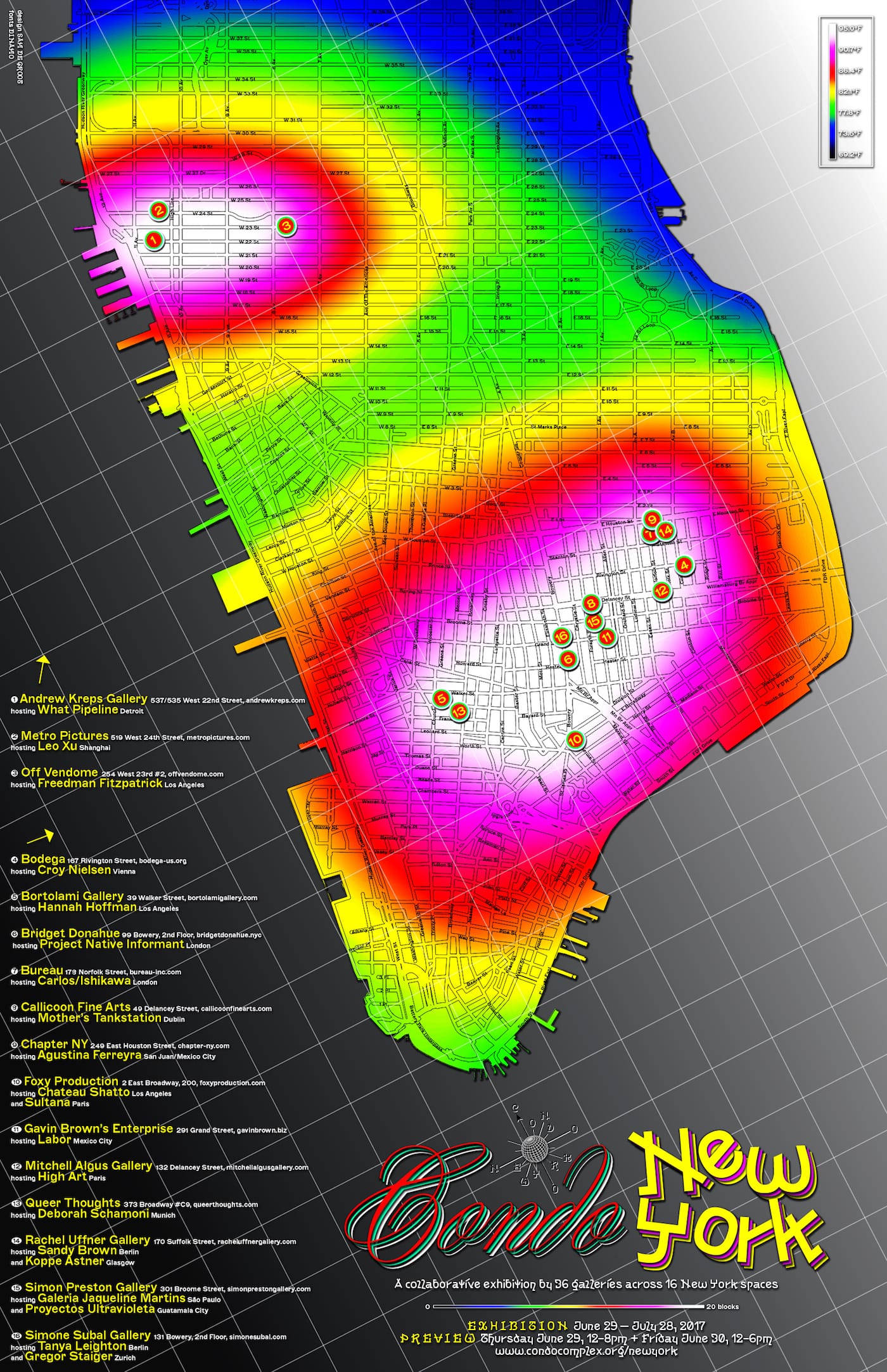 The full map of Condo New York exhibitors and venues