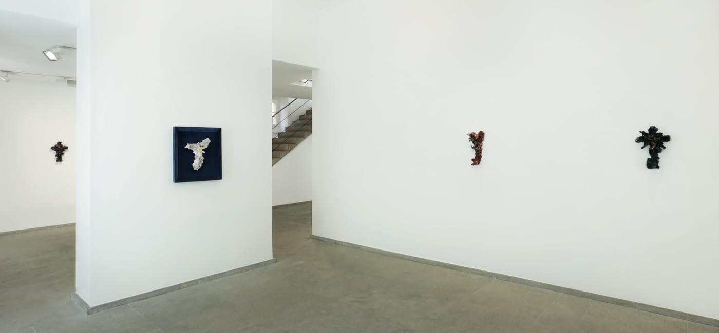 Installation view of Lucio Fontana Crosses at Galerie Karsten Greve (photo by Nikolai Saoulski, courtesy Galerie Karsten Greve)