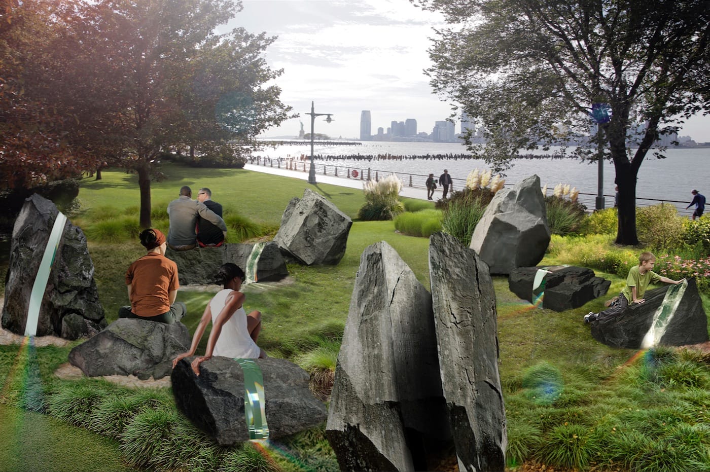 Rendering of artist Anthony Goicolea's design the LGBTQ monument to be built in Hudson River Park (courtesy Anthony Goicolea)