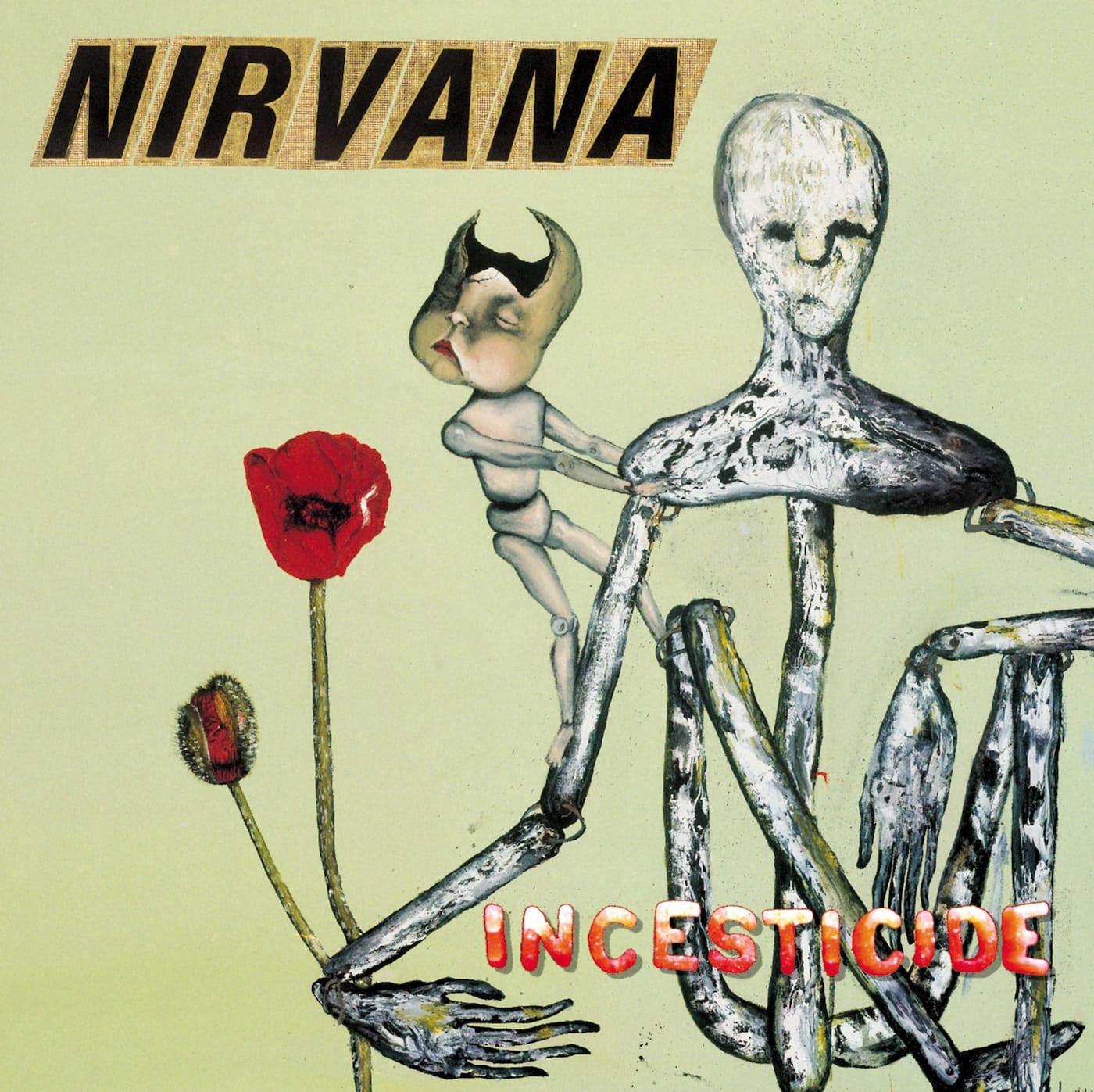 The cover of Nirvana's <em>Incesticide</em> compilation is based on a painting by Kurt Cobain that will be shown this summer at the Seattle Art Fair. (photo courtesy Universal Music)