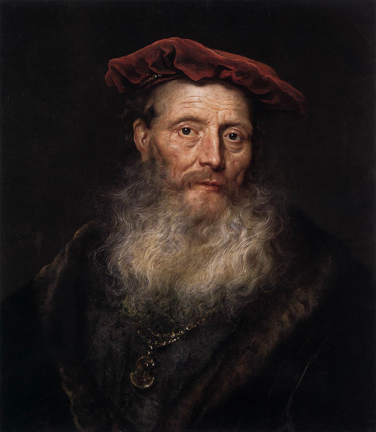 Govert Teunisz Flinck, "Bearded Man with a Velvet Cap"