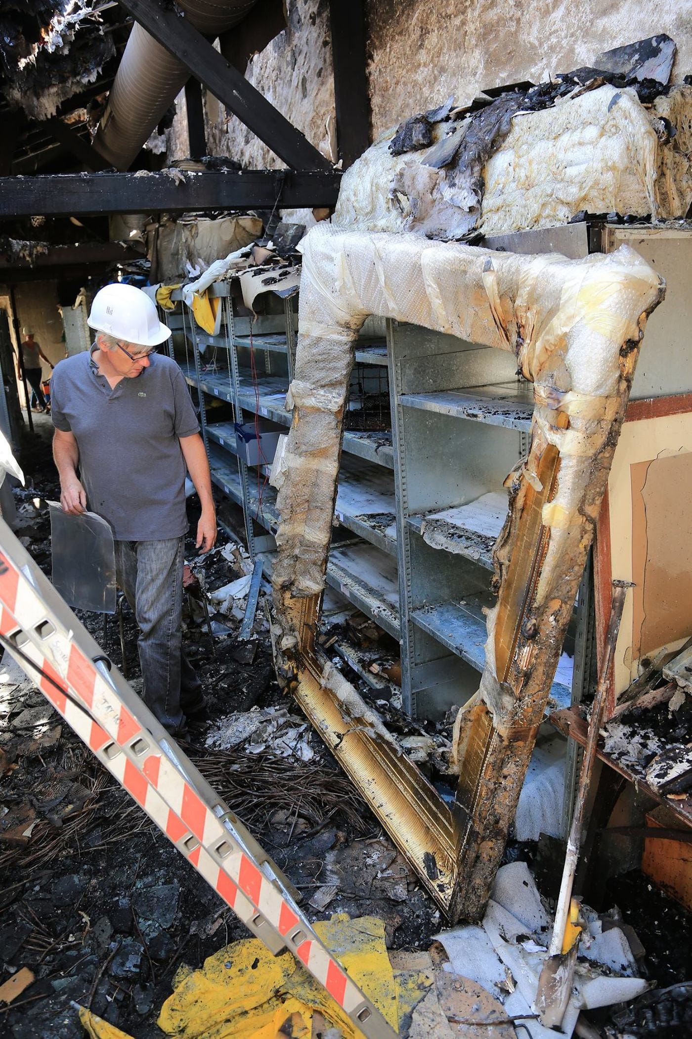 Remnants of works destroyed by a fire in the storage building of the Musée de Tatihou (photo ©DDAGUIER-CD50, courtesy Conseil Départemental de La Manche, via Facebook)