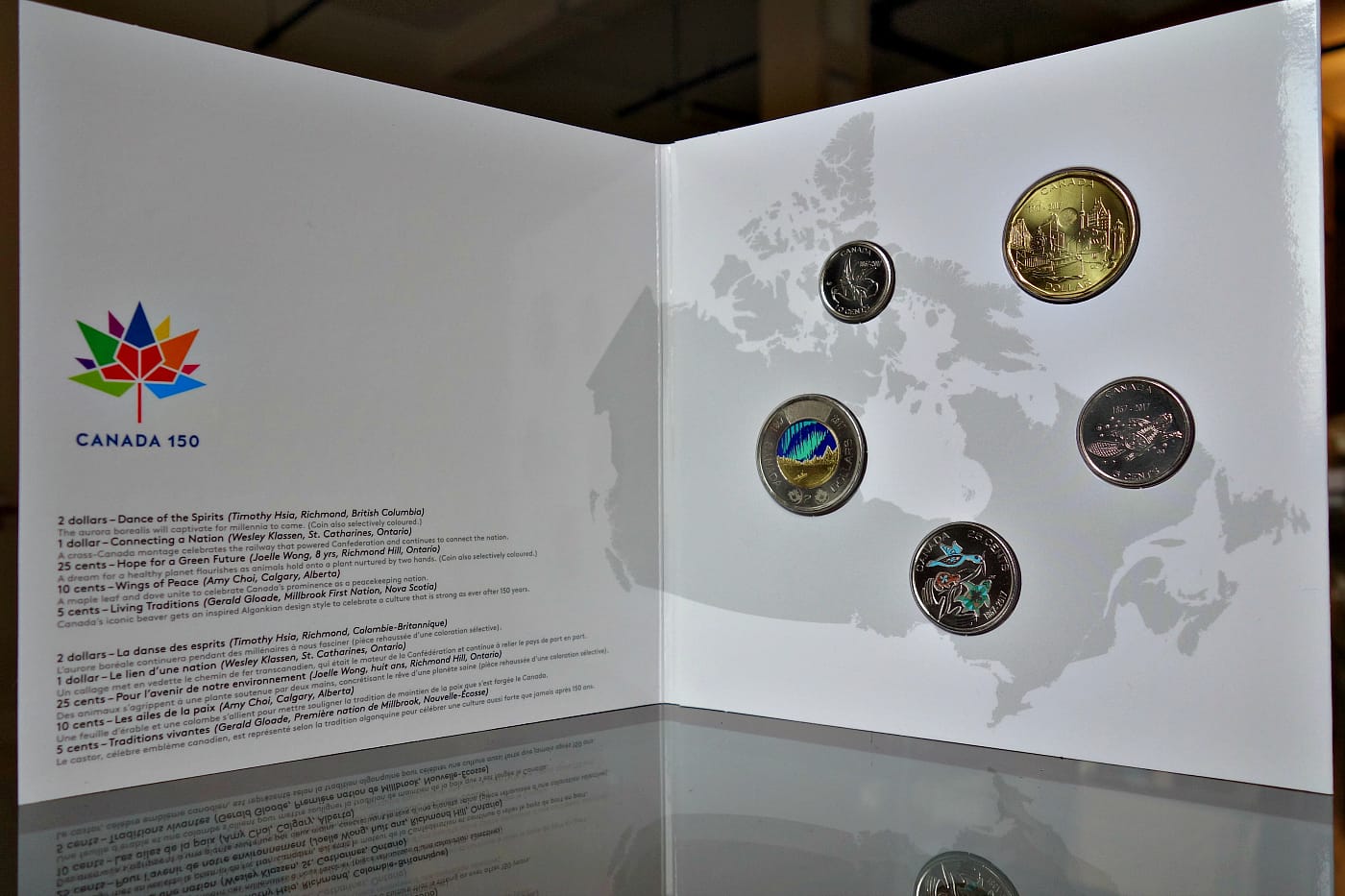 The "My Canada, My Inspiration" 2017 coin collection (photo by the author for Hyperallergic)