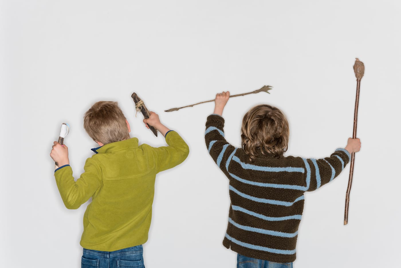 "Weapons, Felix," Vito (7 years old) and Gulliver Wayman-Thwaites (7 and 2 3/4 years old)