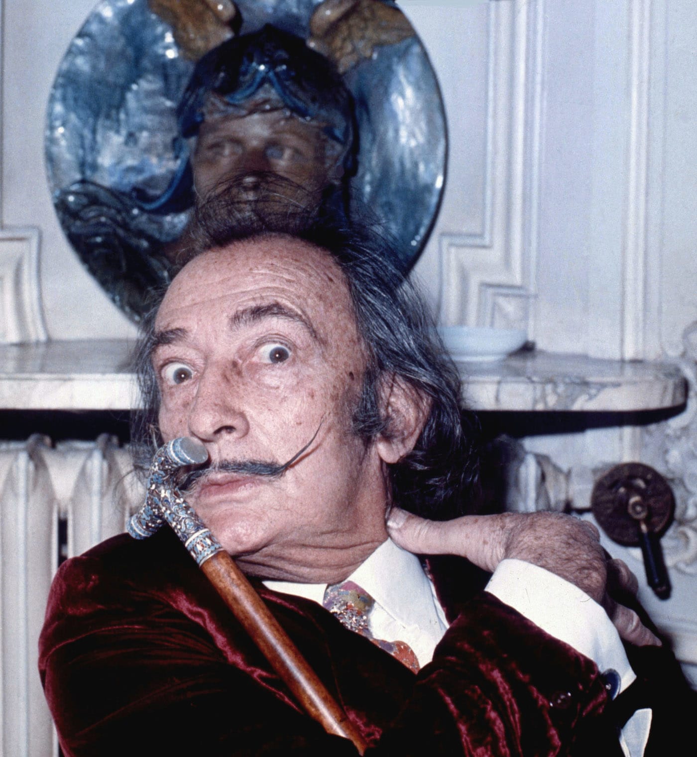 Salvador Dalí in 1972 (photo by Allan Warren, via Wikimedia Commons)