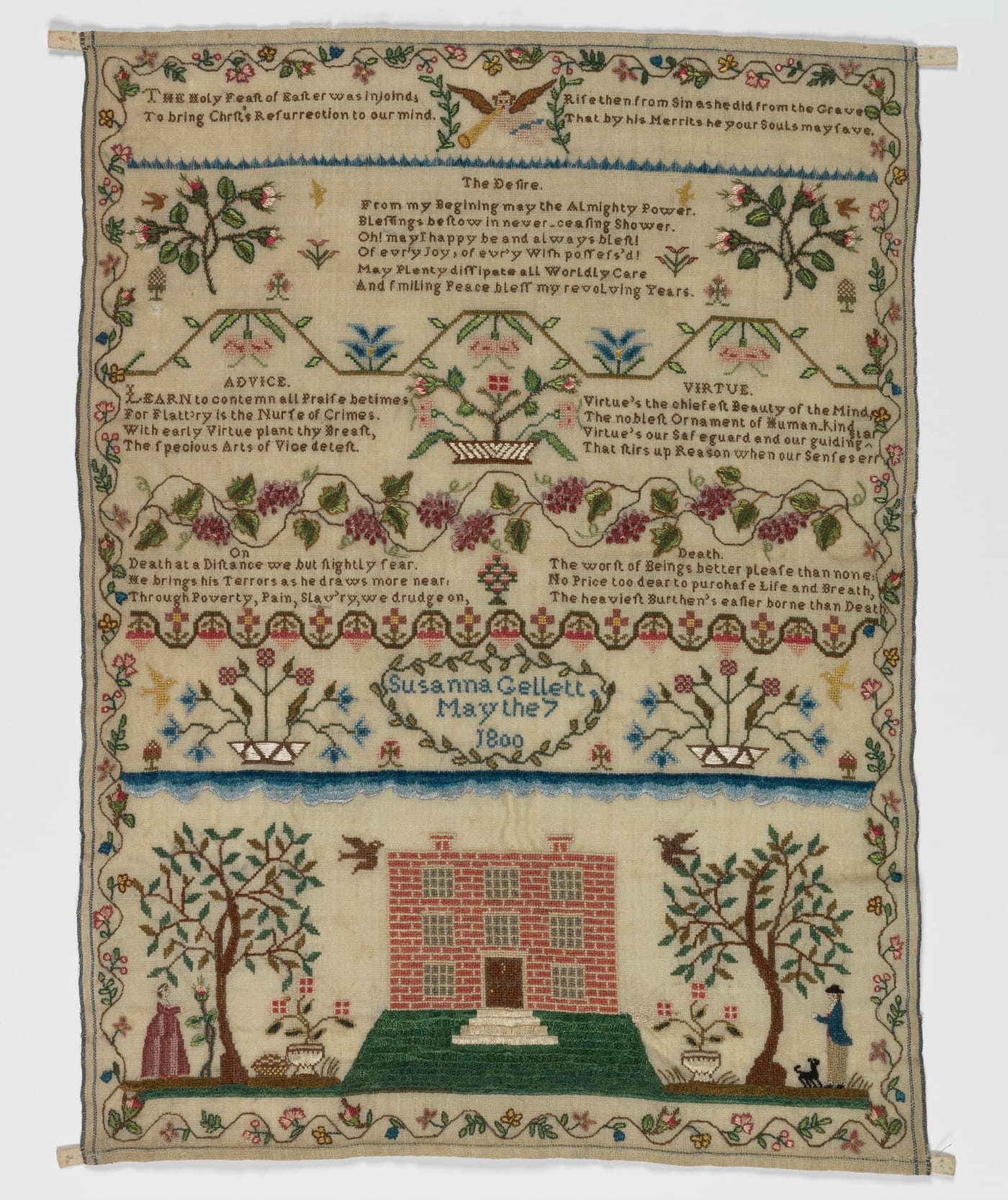 Sampler with framing border ( 1800), inscribed "Susanna Gellett" (© The Fitzwilliam Museum, University of Cambridge)