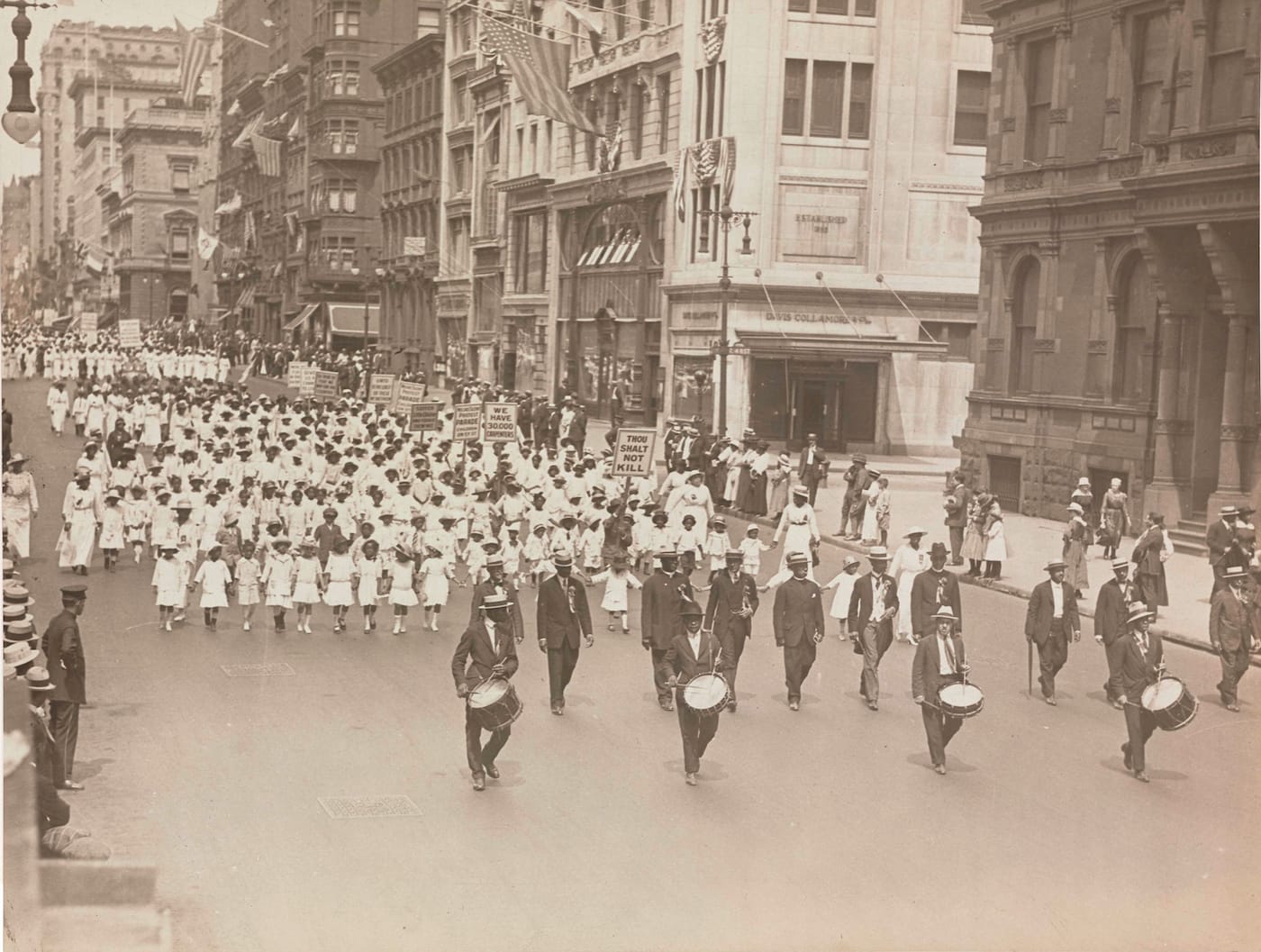 Photograph of the 1917 NAACP Silent Protest Parade by Underwood and Underwood (courtesy James Weldon Johnson Memorial Collection of African American Arts and Letters, Yale Collection of American Literature, Beinecke Rare Book and Manuscript Library)