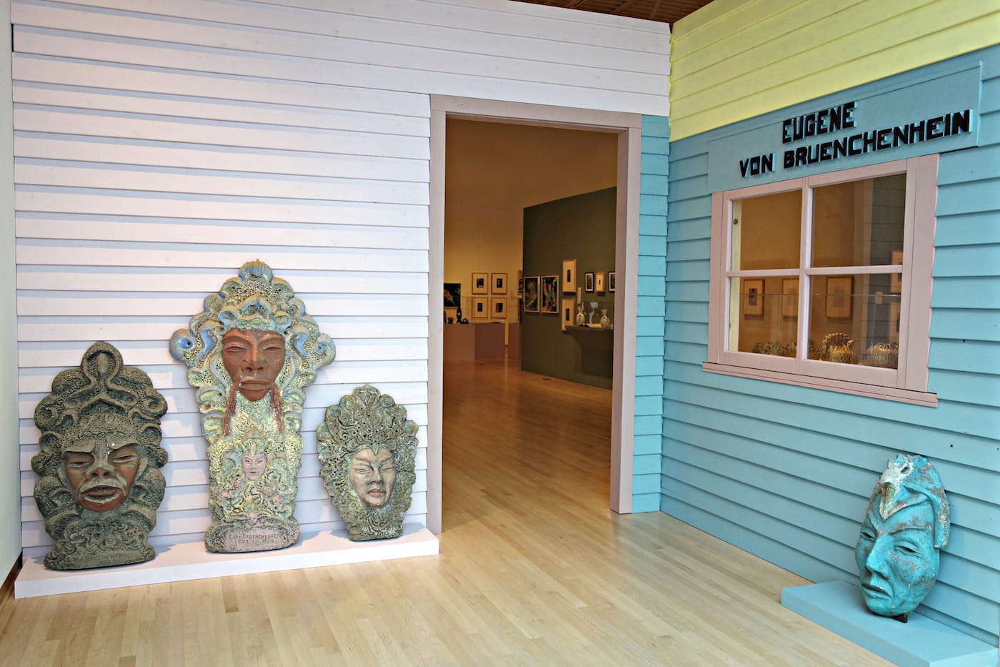 Installation view of <em>Mythologies: Eugene Von Bruenchenhein + Lisa Stone + Brett Littman + Michelle Grabner</em> at the John Michael Kohler Arts Center (photo by the author for Hyperallergic)