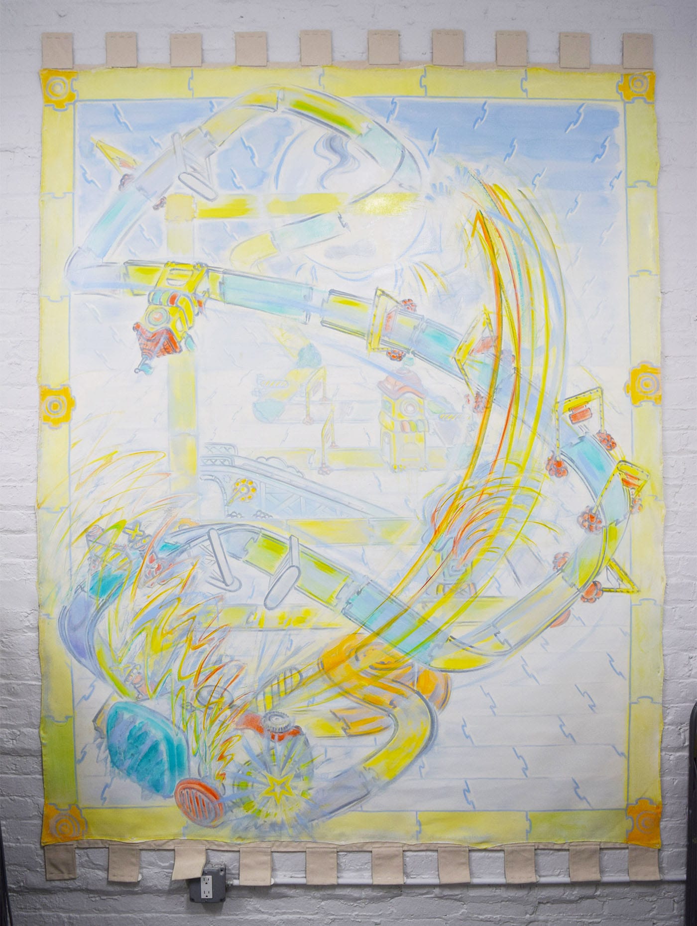 Guimi You, "Destroyer" (2016), in her studio at Aquarius Studios (photo Benjamin Sutton/Hyperallergic)