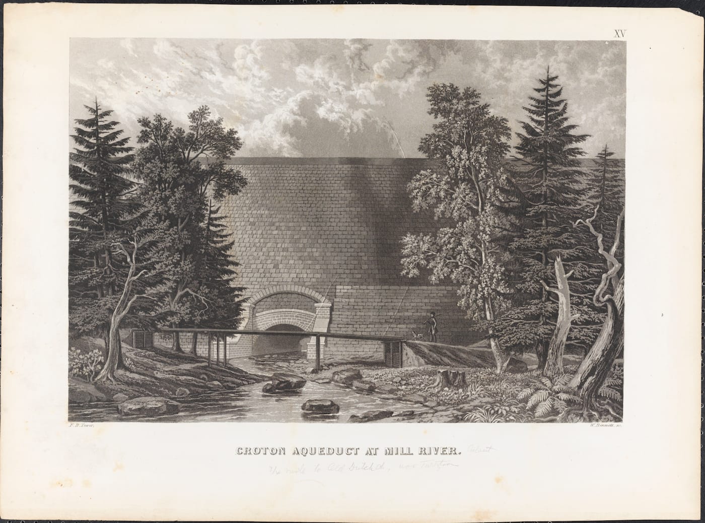 "Croton Aqueduct at Mill River" (1842), engraving by William James Bennet from a drawing by Fayette B. Tower (courtesy Museum of the City of New York, gift of Mr. Harry MacNeil Bland)