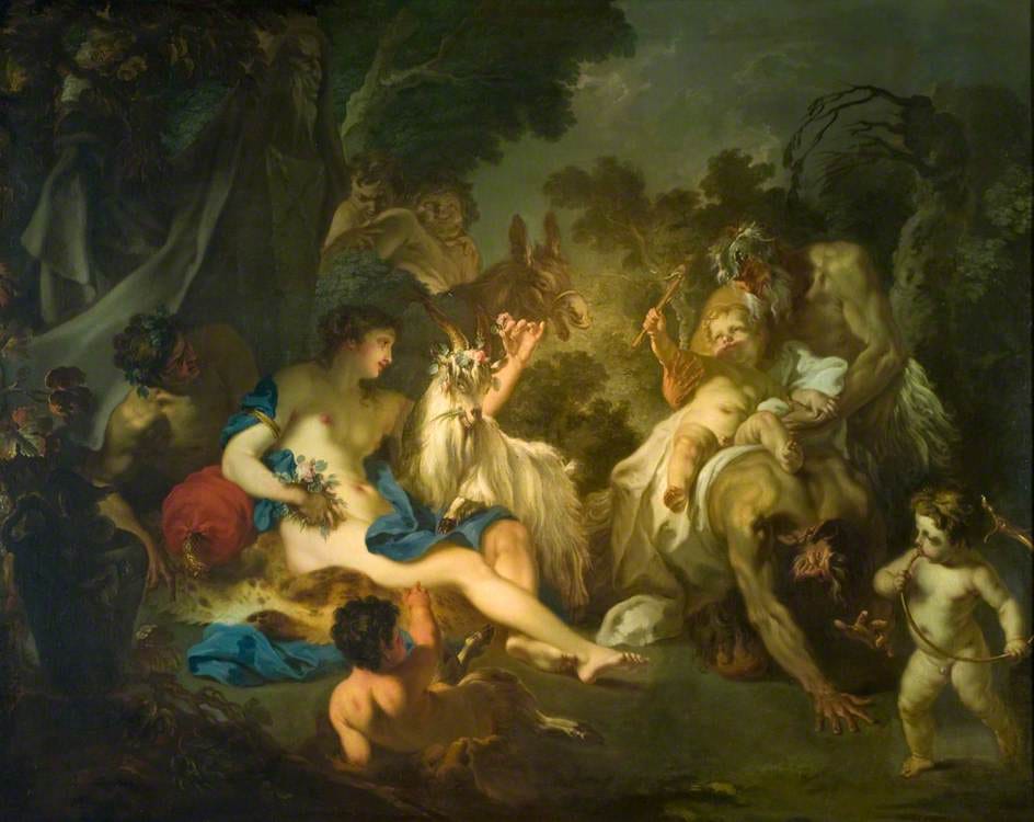 Attributed to Louis de Boullogne the younger, "The Infancy of Bacchus" (1700-10), oil on canvas (Dundee Art Galleries and Museums Collection (Dundee City Council), courtesy Art UK)