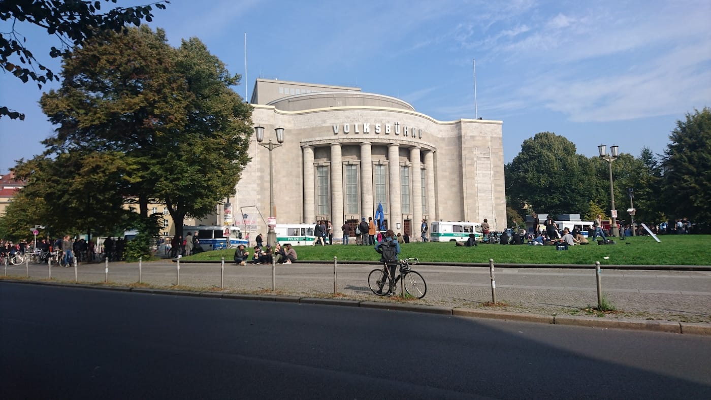 The scene outside the Volksbühne theater on Thursday (photo by and courtesy Katrin Riedel)