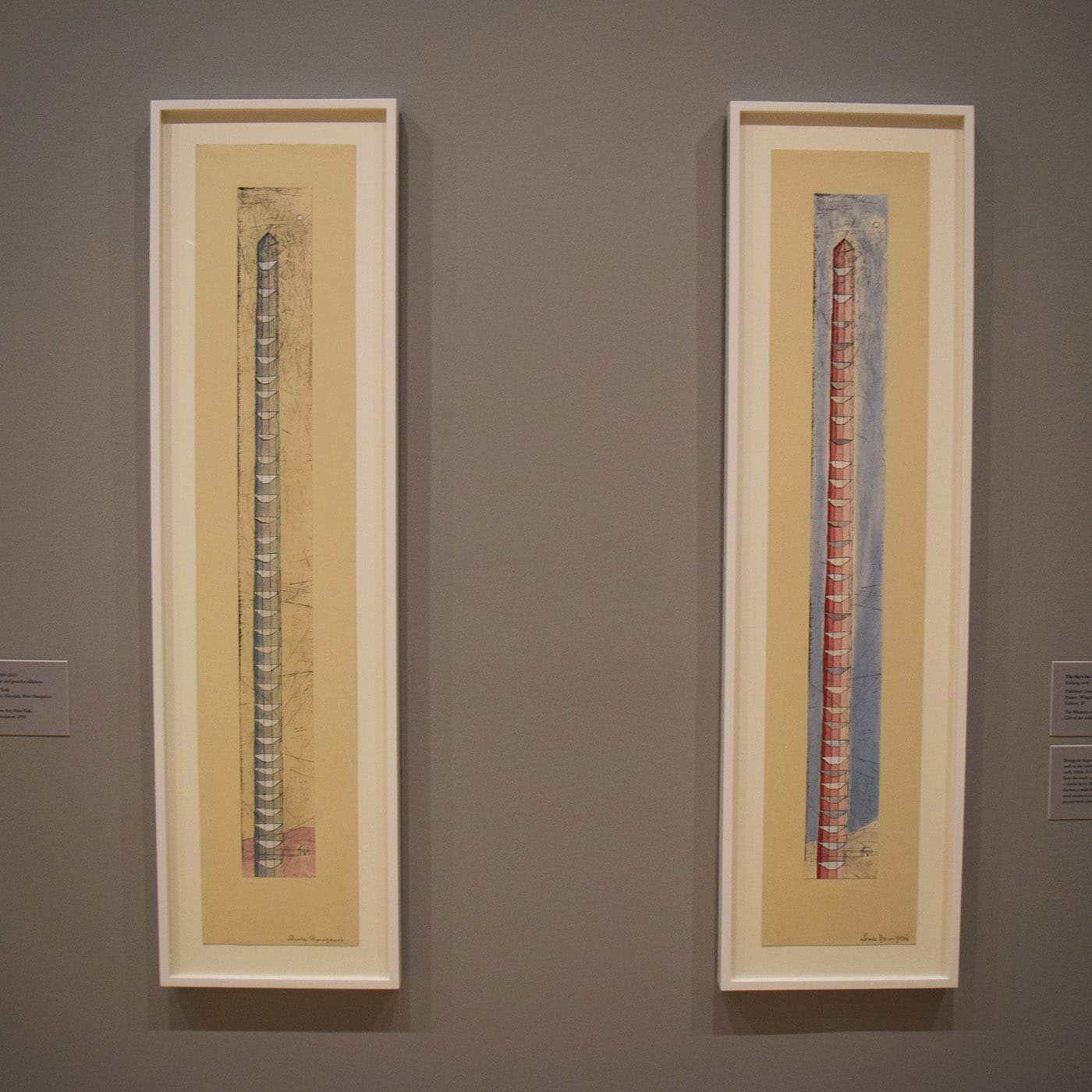 Louise Bourgeois, "The Sky's the Limit" (1989–2003), both etchings with watercolor and gouache additions