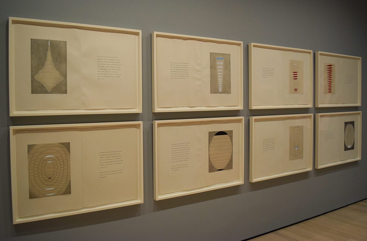 Louise Bourgeois, "the puritan" (1990–97, with text from 1947), engravings with selective wiping, gouache, and watercolor additions