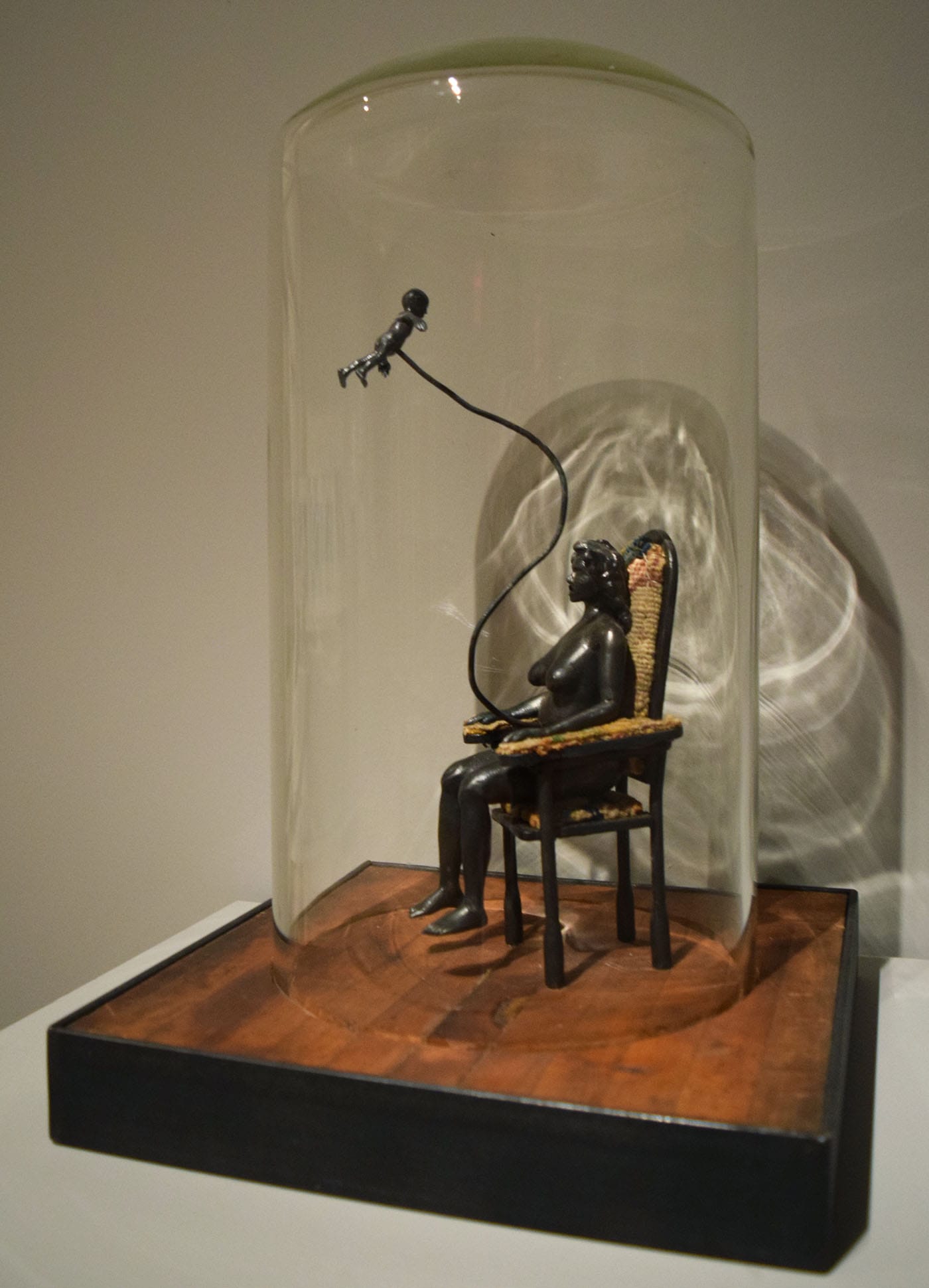 Louise Bourgeois, "I Redo" (interior element from the installation "I Do, I Undo, I Redo," 1999–2000), steel, glass, wood, and tapestry