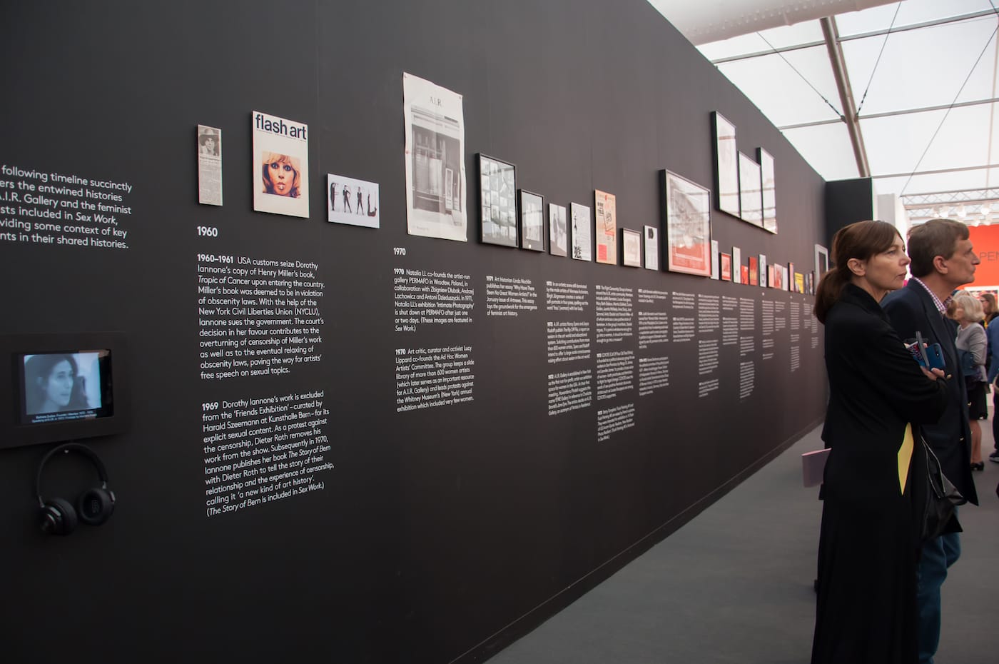 A timeline of AIR Gallery's history in the Sex Work: Feminist Art & Radical Politics section of Frieze London 2017 (photo courtesy Frieze)
