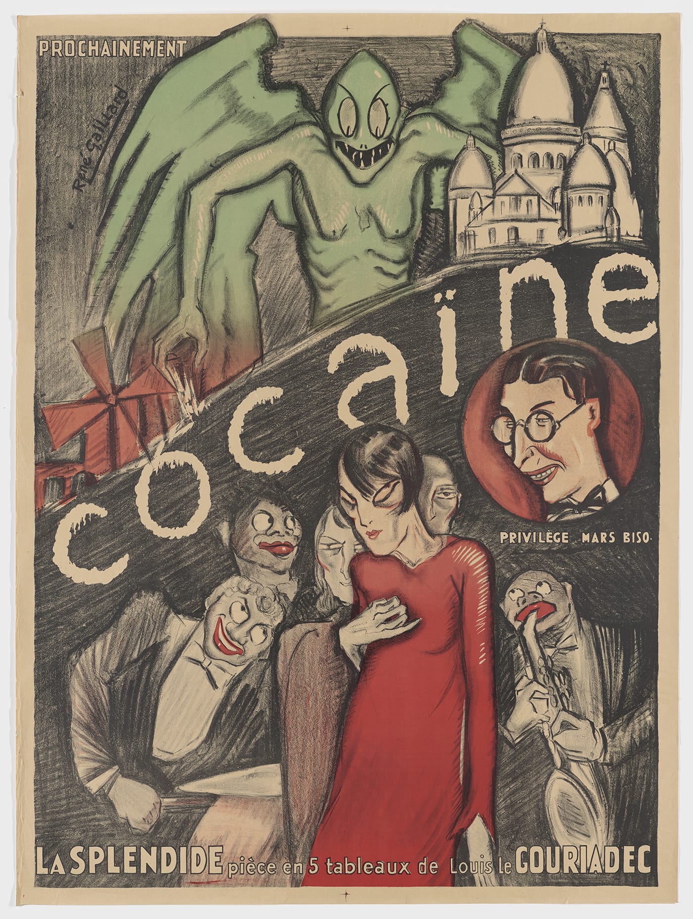 "Cocaine: la splendide pièce en 5 tableaux de Louis le Gouriadec" (1925-26), color lithograph on paper, LSD Library Poster Collection (MS Am 3135) (courtesy Houghton Library, Harvard University)