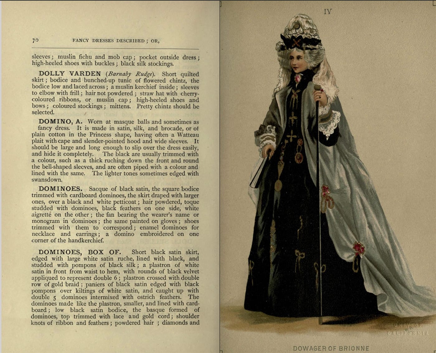 Costumes for Dowager of Brionne from Fancy dresses described : or, What to wear at fancy balls (1887) (via Internet Archive)