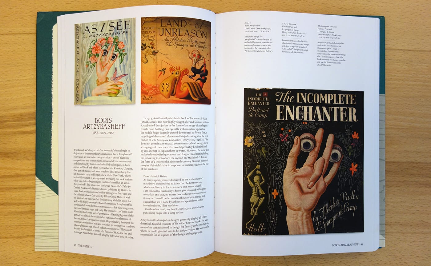 Pages from <em>The Illustrated Dust Jacket, 1920-1970</em> (photo of the book for Hyperallergic)