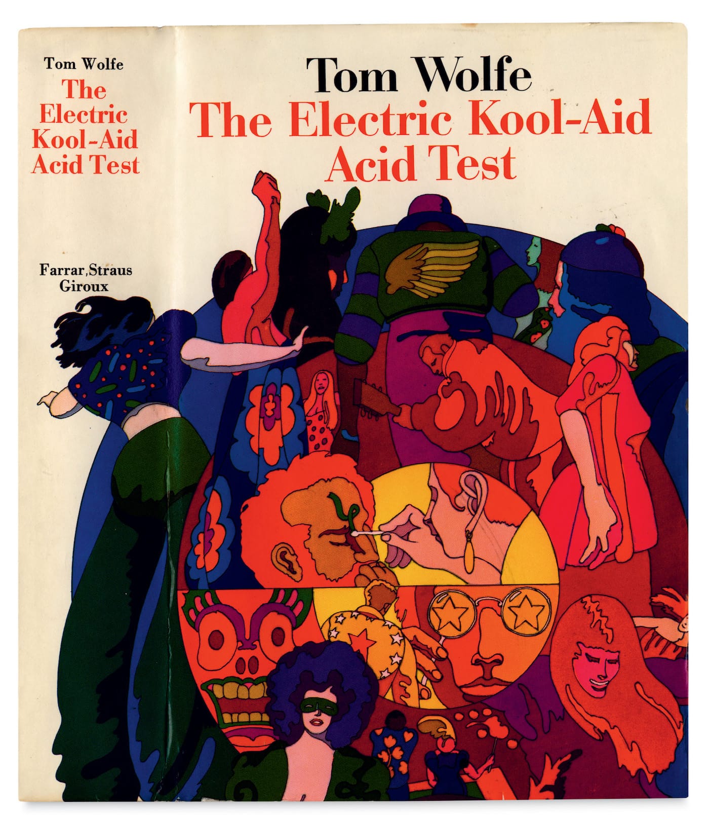 Art by Milton Glaser for <em>The Electric Kool-Aid Acid Test</em> by Tom Wolfe (Farrar, Straus and Giroux, New York, 1968) (Reproduction courtesy Milton Glaser Studio, collection of Mark Terry/Facsimile Dust Jackets L.L.C.)
