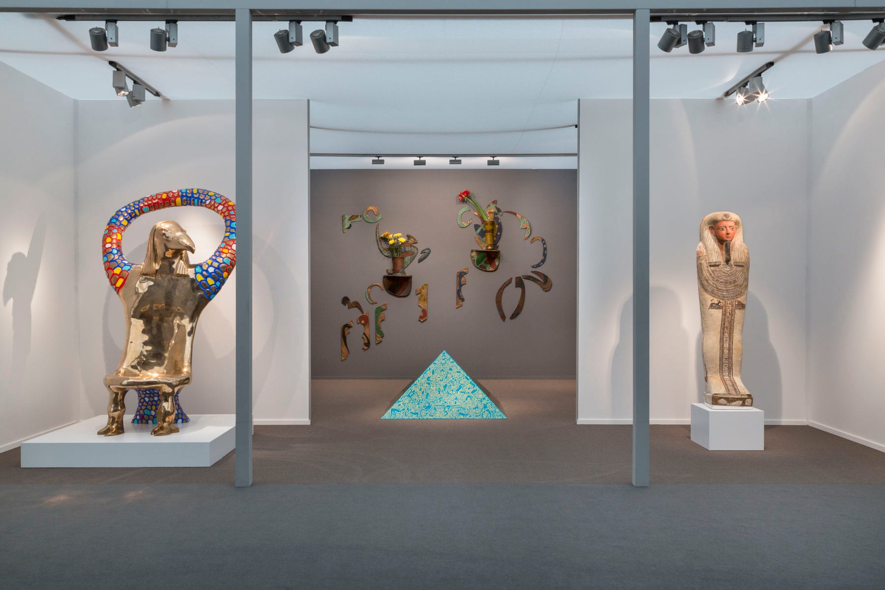 Installation view of Egyptomania in the Salon 94 and Antiquarium Ltd. booth at Frieze Masters (courtesy Salon 94)