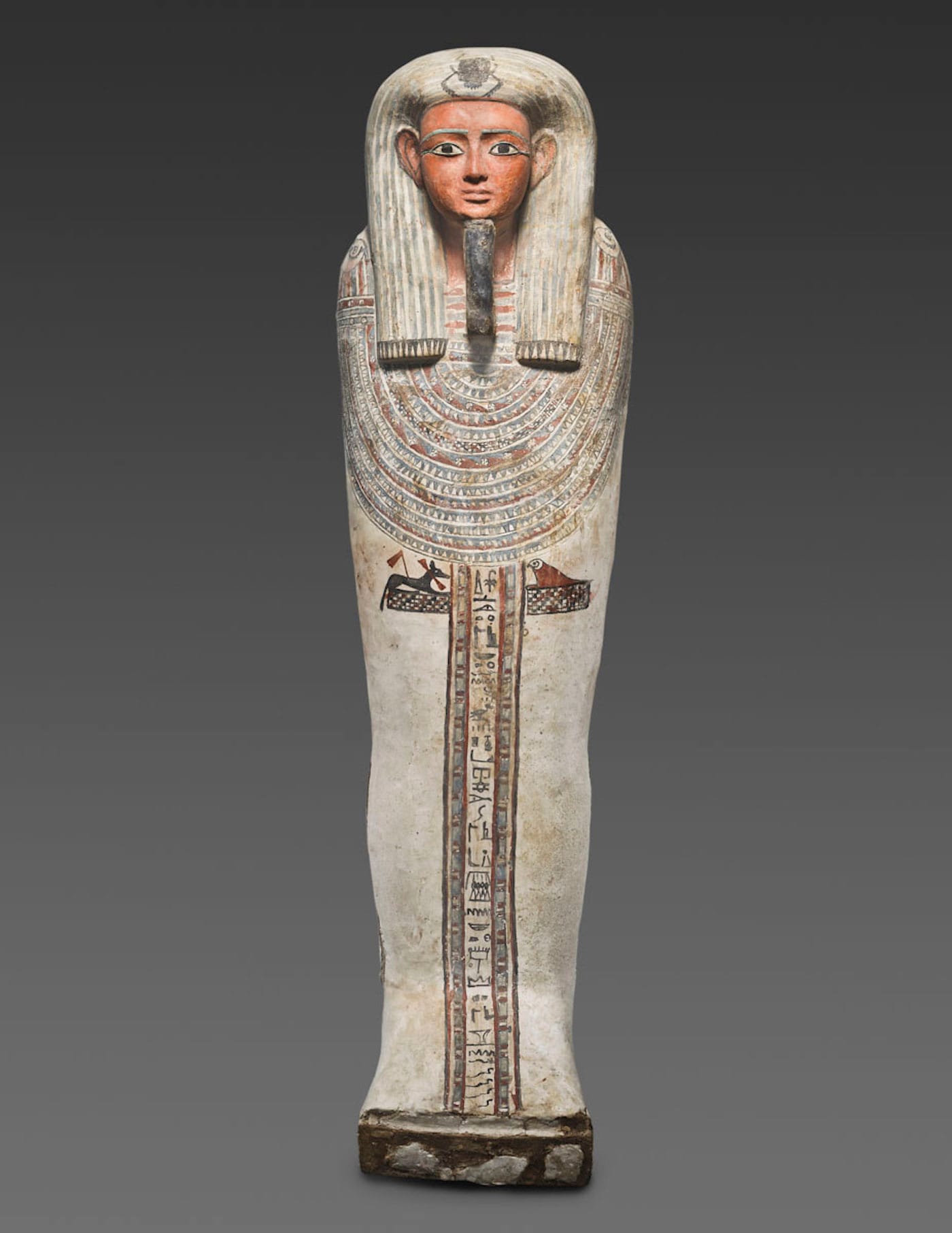 Egyptian Polychrome Wood Inner Sarcophagus, Early Late Period, early Dynasty XXVI (mid 7th century BCE), wood, gesso, polychrome, bronze (courtesy of Antiquarium Ltd., New York)