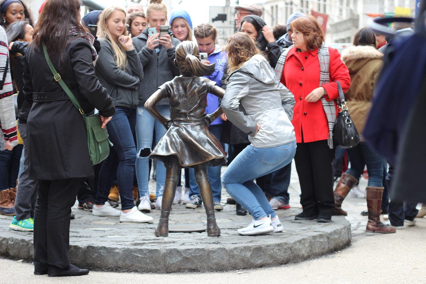 Kristen Visbal’s “Fearless Girl” (photo by Shinya Suzuki/Flickr)