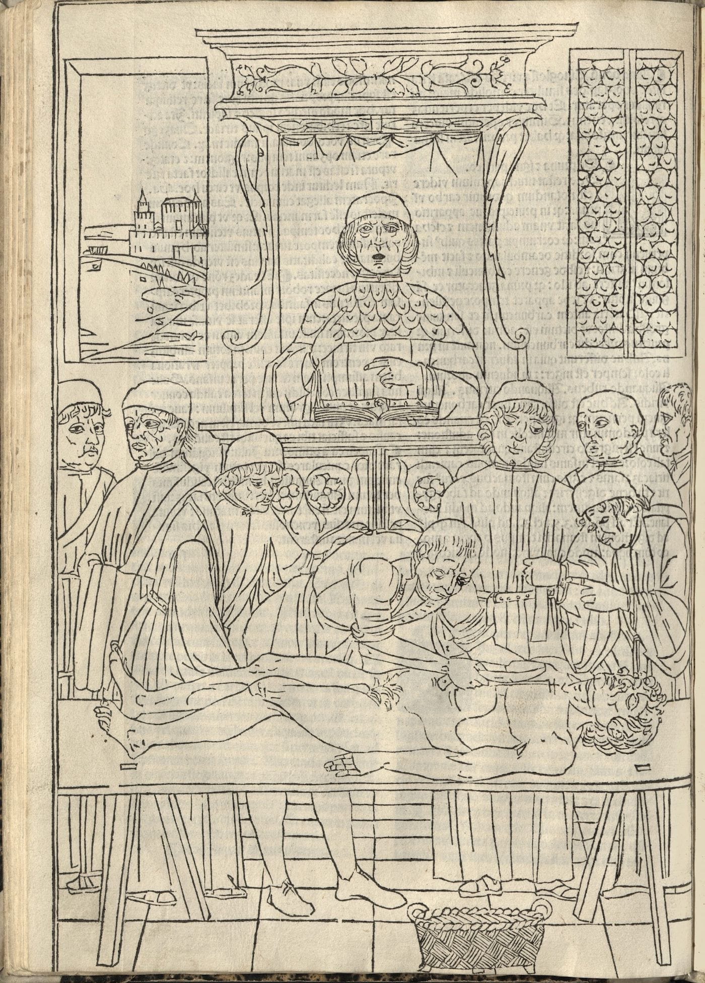 Illustration of a dissection in <em>Fasciculus Medicinae</em> (first published 1491, edition from 1495) (courtesy the New York Academy of Medicine)