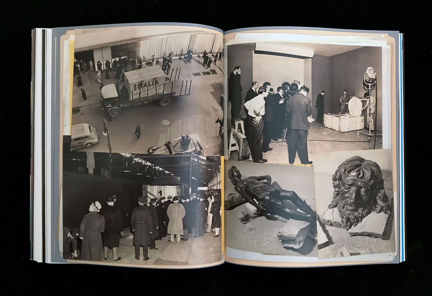 Photographs of train carrying artworks arriving in New York, arrival of the crates at the Museum, and unpacking of the works of art (Photographic Archive, MoMA Activities) (courtesy Esopus)