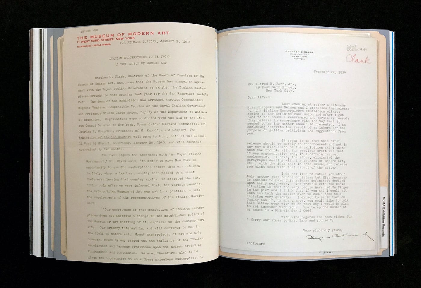 Press release from January 2, 1940 (The Museum of Modern Art Exhibition Records) (courtesy Esopus)