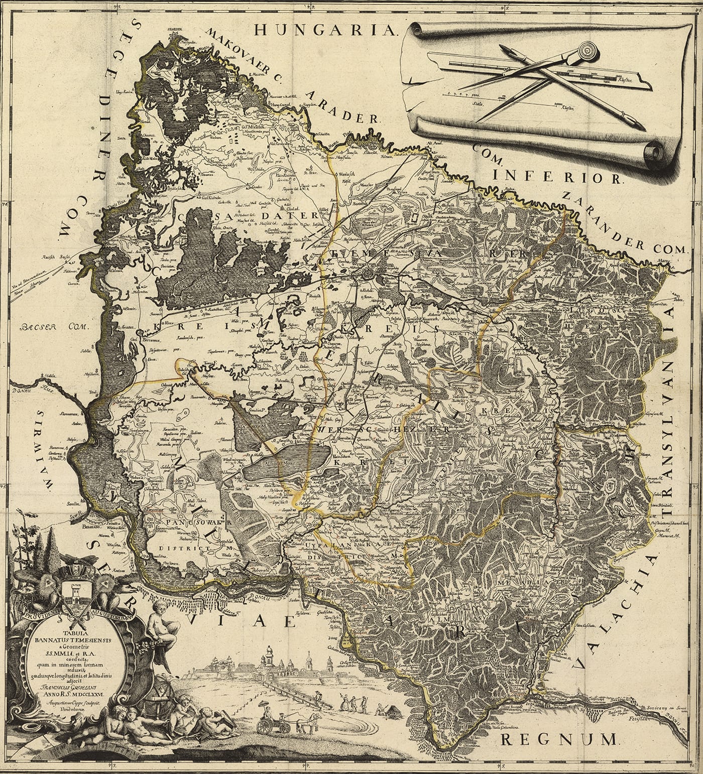 Francesco Griselini, “Tabula bannatus Temesiensis” (1776) (courtesy Harvard Map Collection)