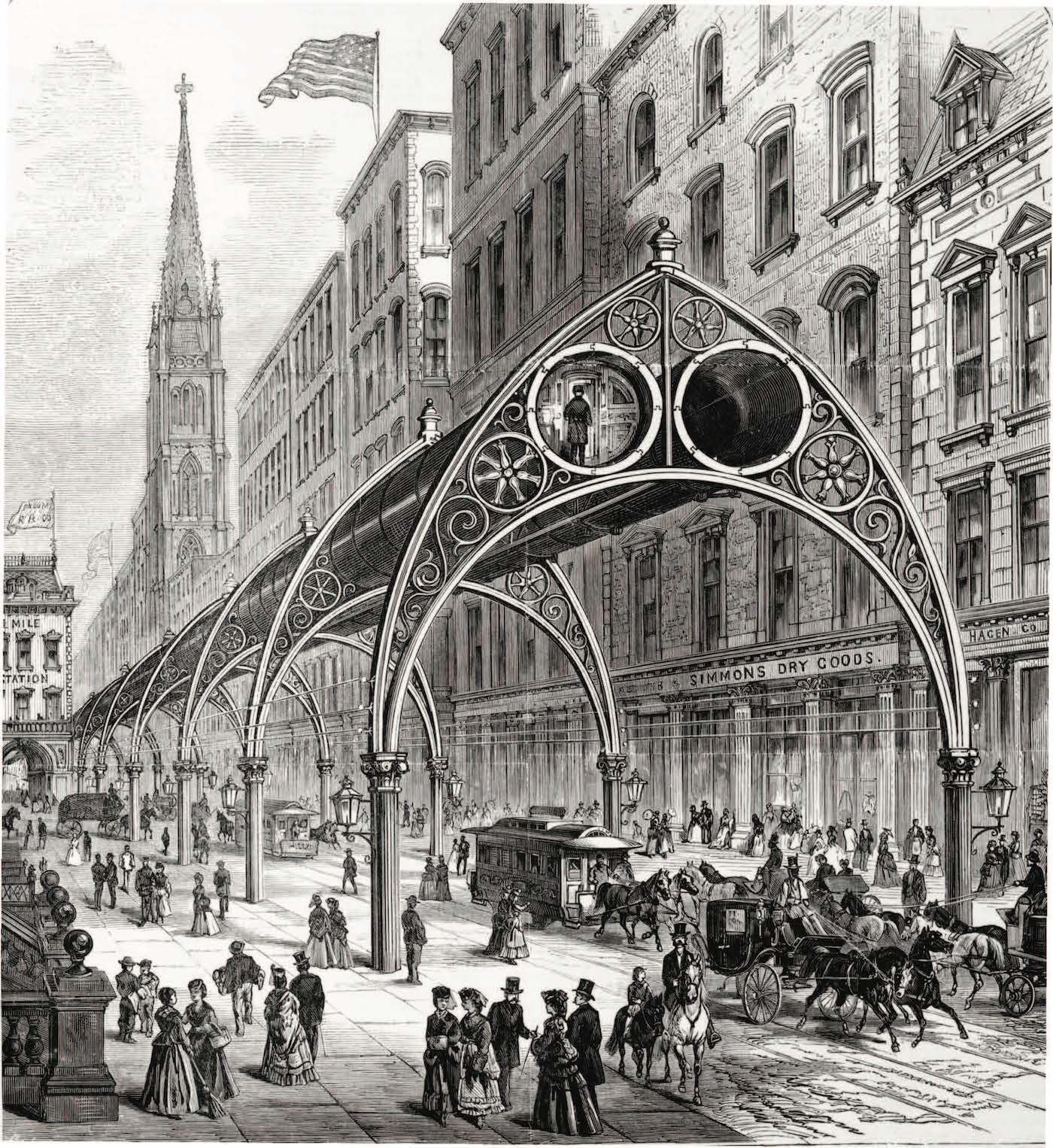 Rufus Henry Gilbert, "Elevated Railway" (1871), wood engraving (courtesy Library of Congress)