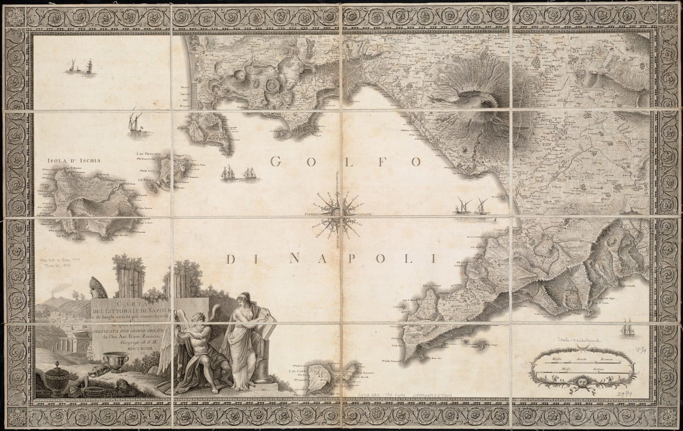 Giovanni Rizzi-Zannoni, "Carta Del Littorale Di Napoli e de Luoghi Antichi più Rimarchevoli di quei Contorni" (Naples, 1794) (courtesy Norman B. Leventhal Map Center, Boston Public Library)