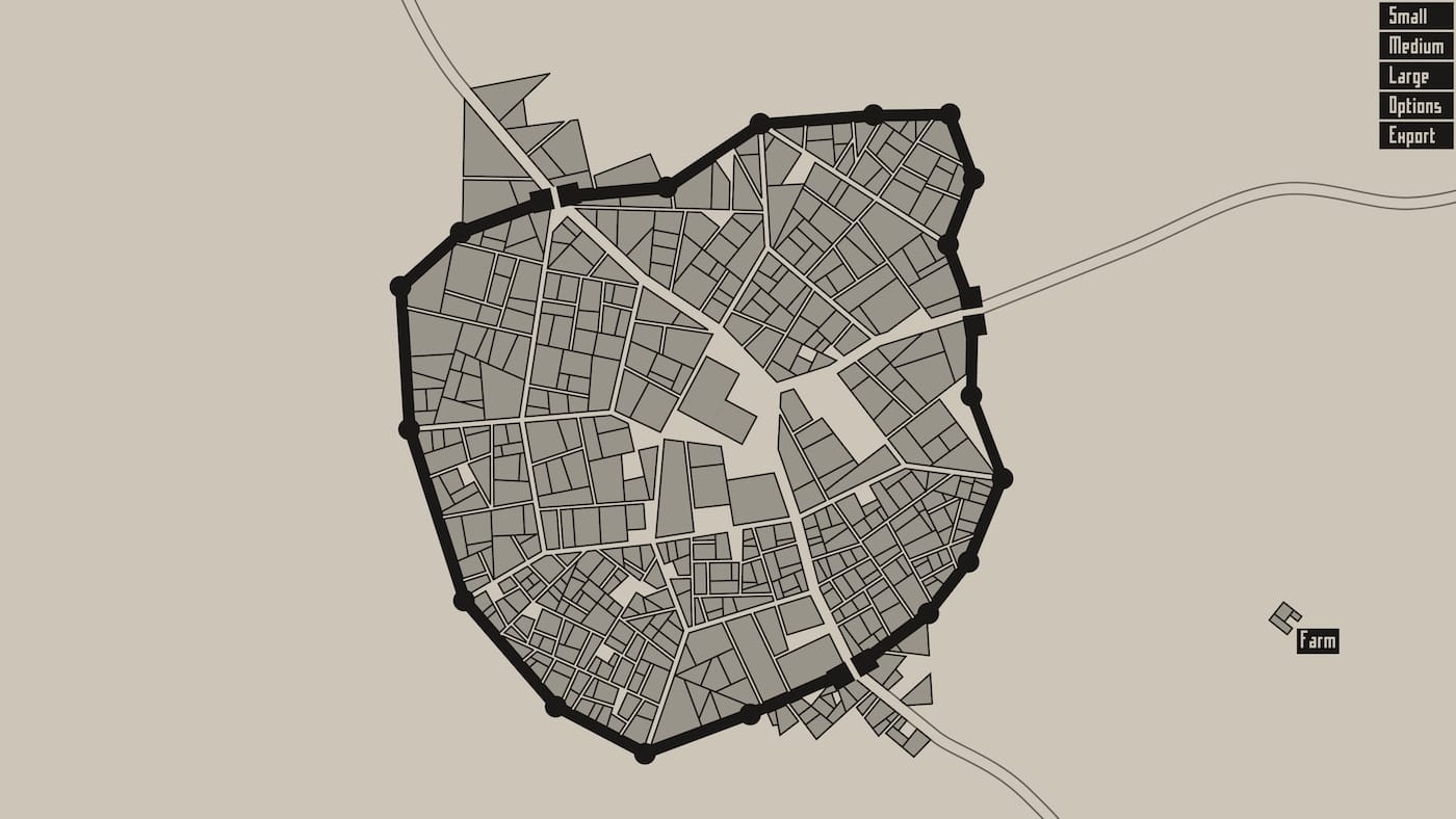 <em/>Medieval Fantasy City Generator (screenshot by the author for Hyperallergic)