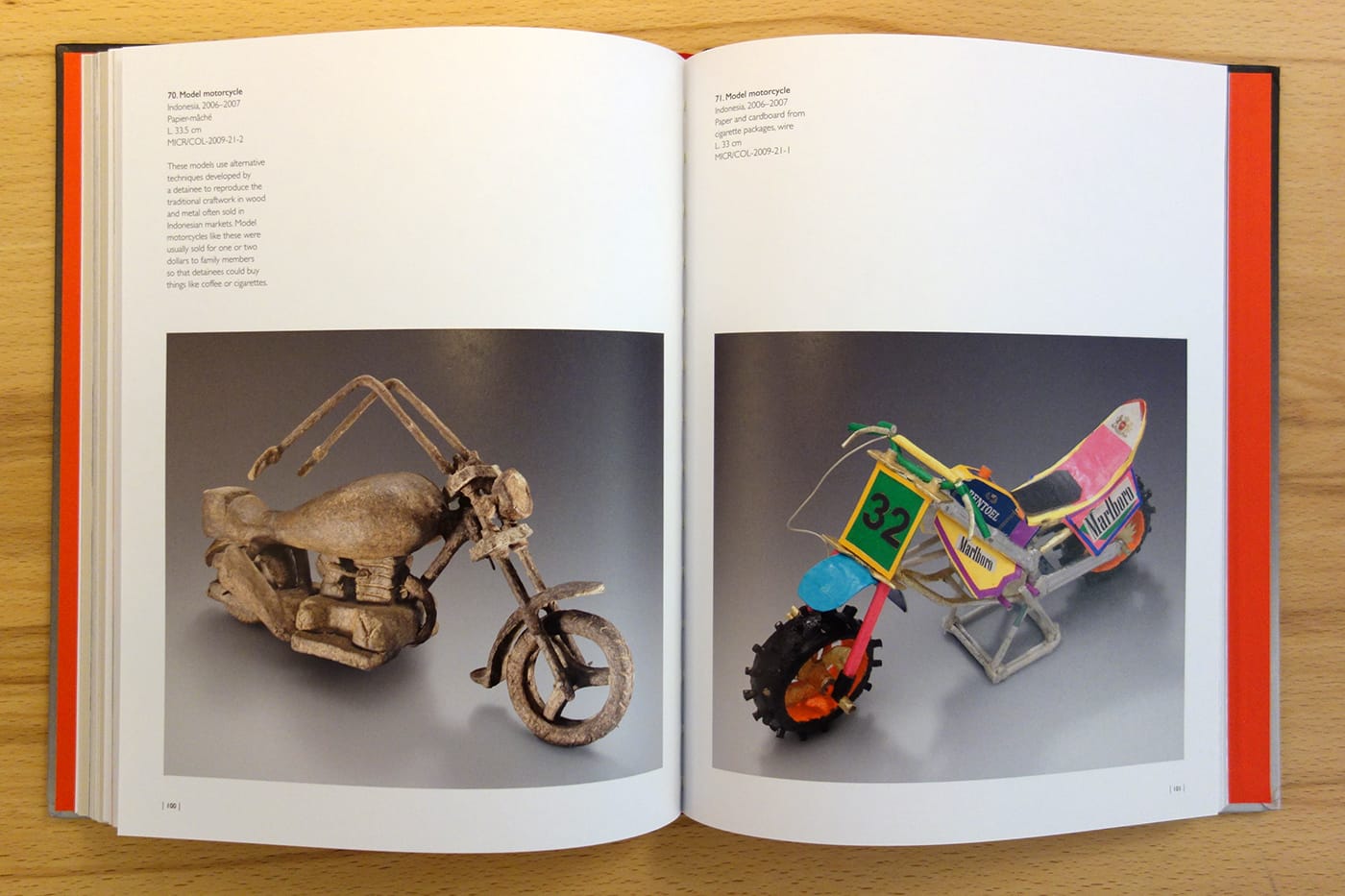 Pages from <em>Prisoners' Objects: The Collection of the International Red Cross and Red Crescent Museum</em> (photo of the book for Hyperallergic)