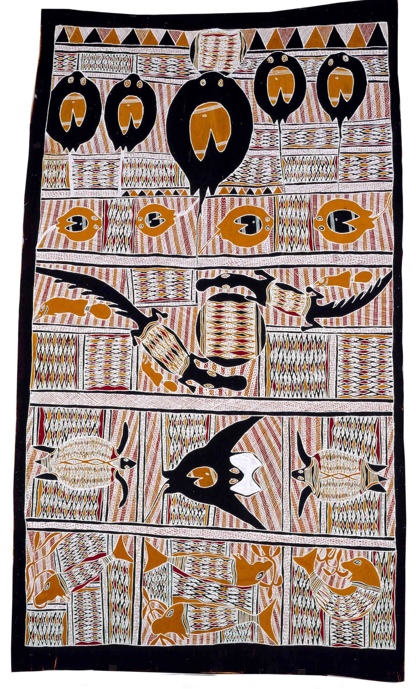 From Biranybirany, Miniyawany Yunupiŋu (1947–2008), ANMM Collection (Purchased with the assistance of Stephen Grant of the GrantPirrie Gallery, reproduced courtesy of the artist and Buku-Larrŋgay Mulka Art Centre)