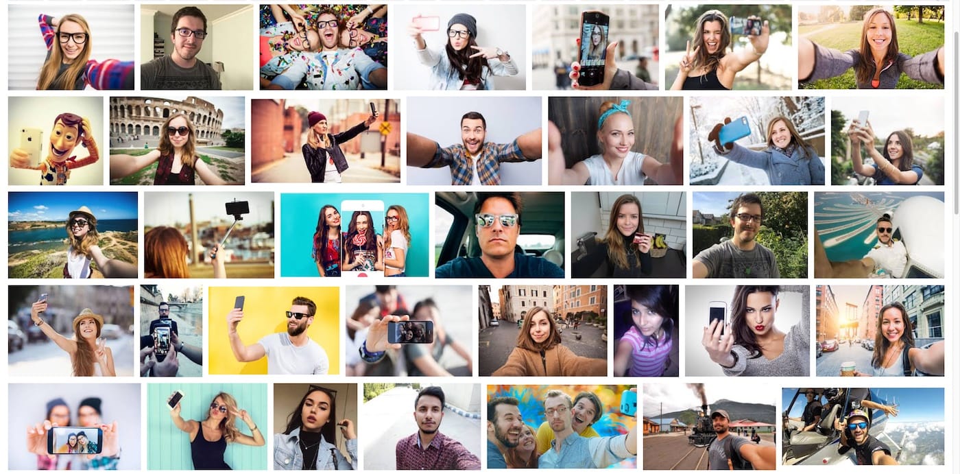 Screenshot of Google Image search results for "selfie"