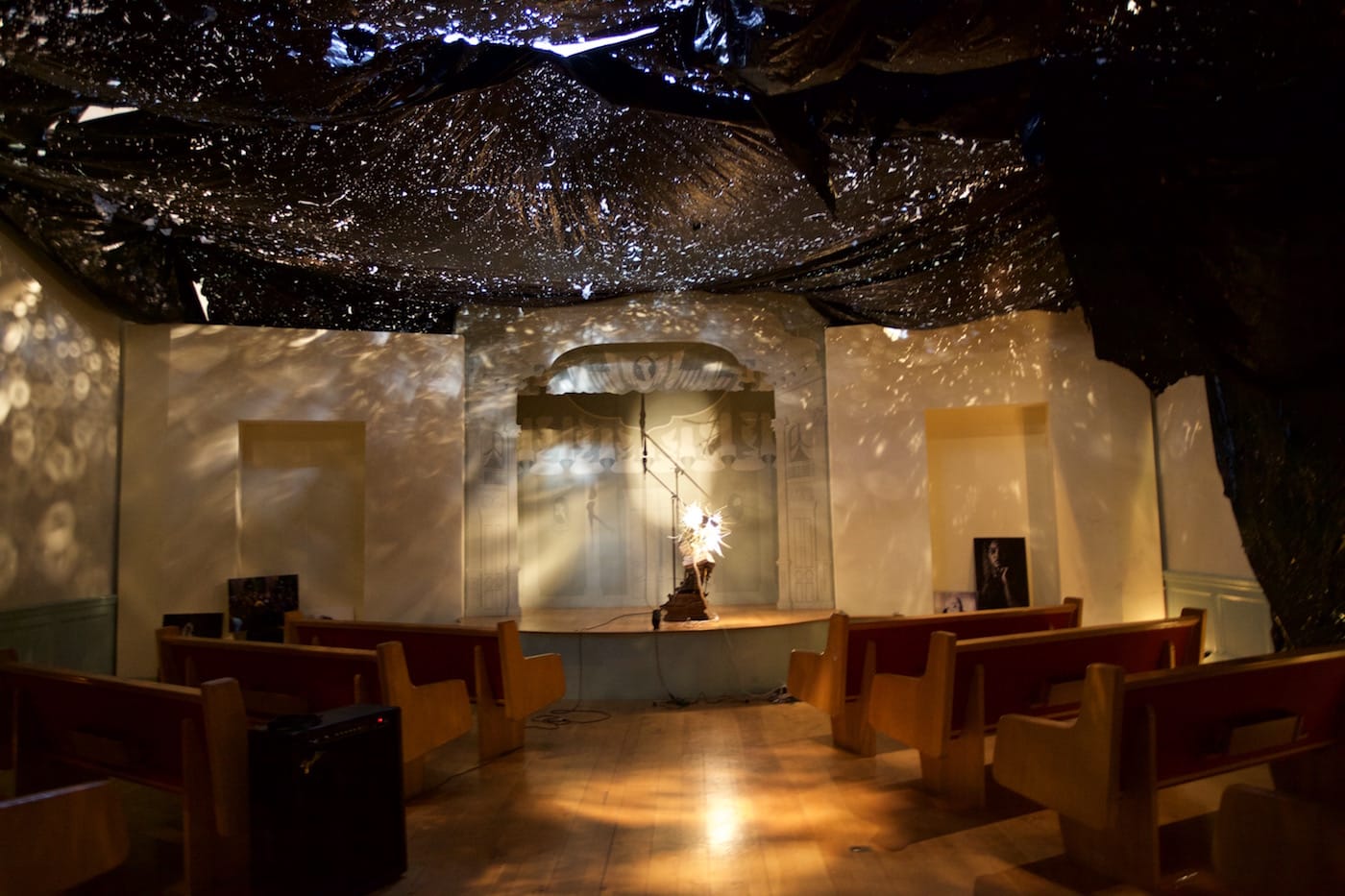 Installation view of Abigail DeVille’s <em>Only When It’s Dark Enough Can You See The Stars</em> at the former Peale Museum, organized by The Contemporary (courtesy The Contemporary)