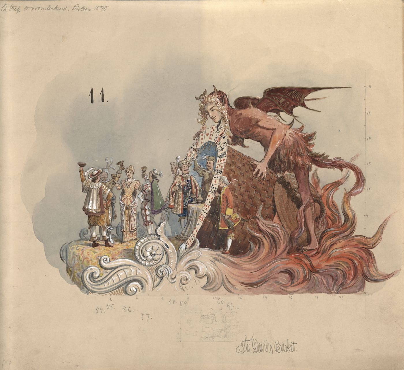 Bror Anders Wikstrom, design for "The Devil's Basket" float, for the Krewe of Proteus (1898) (courtesy Carnival Collection, Louisiana Research Collection, Tulane University)